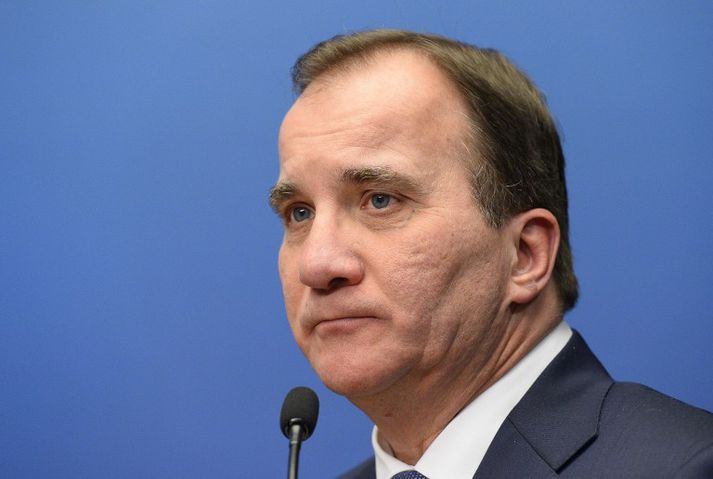 Stefan Löfven forsætisráðherra ræddi við blaðamenn síðdegis í dag.