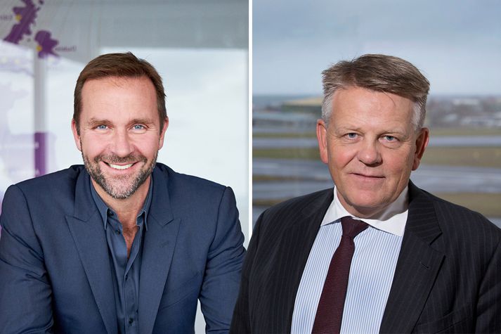 Skúli Mogensen stofnandi og forstjóri Wow Air og Björgólfur Jóhannsson forstjóri Icelandair.