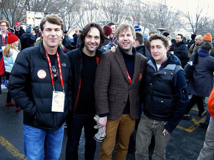 Hafsteinn Gunnar Sigurðsson ásamt Paul Rudd (annar frá vinstri), leikstjóranum David Gordon Green (lengst til hægri) og eins af aðstandendum myndarinnar.