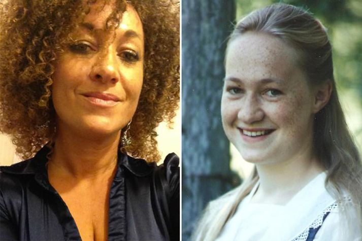 Rachel Dolezal dulbjó sig sem dökka konu þegar hún er í raun af hvíta kynstofninum. Myndin til hægri er fengin úr safni fjölskyldunnar.