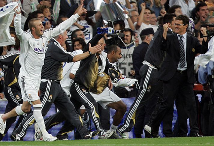 Fabio Capello, fagnar titlinum með Real Madrid 2007.