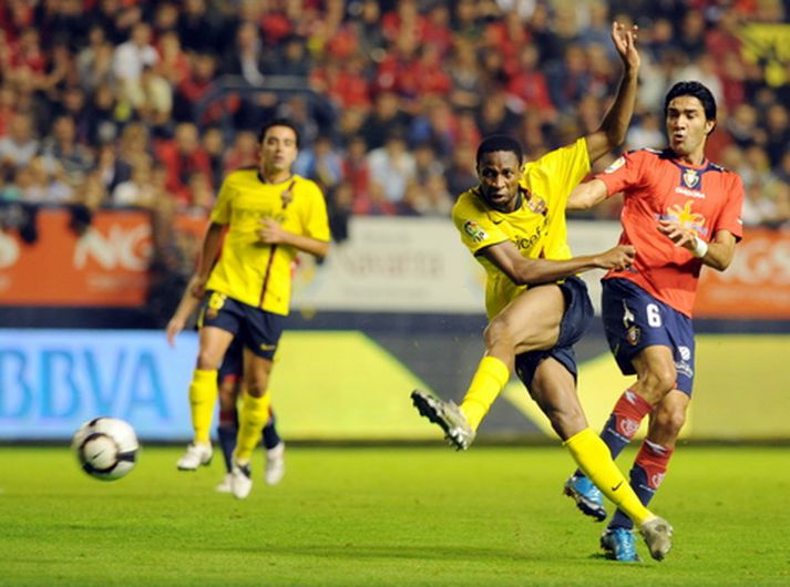 Seydou Keita skoraði mark Barcelona í kvöld.