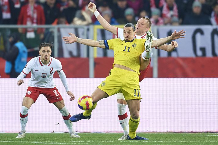 Zlatan Ibrahimovic í síðasta landsleik sínum, gegn Póllandi 29. mars í fyrra.