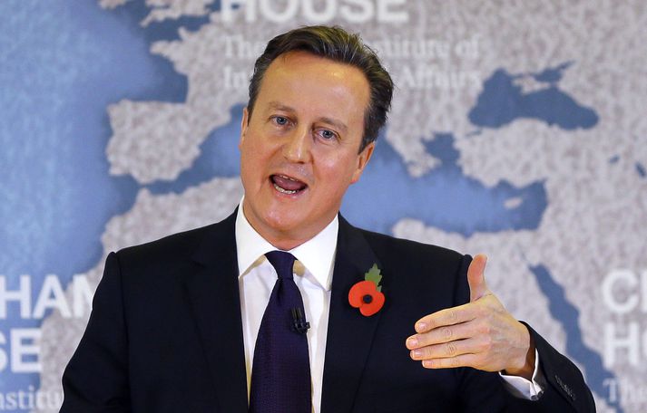 David Cameron, forsætisráðherra Bretlands, kynnir samningskröfur sínar. 