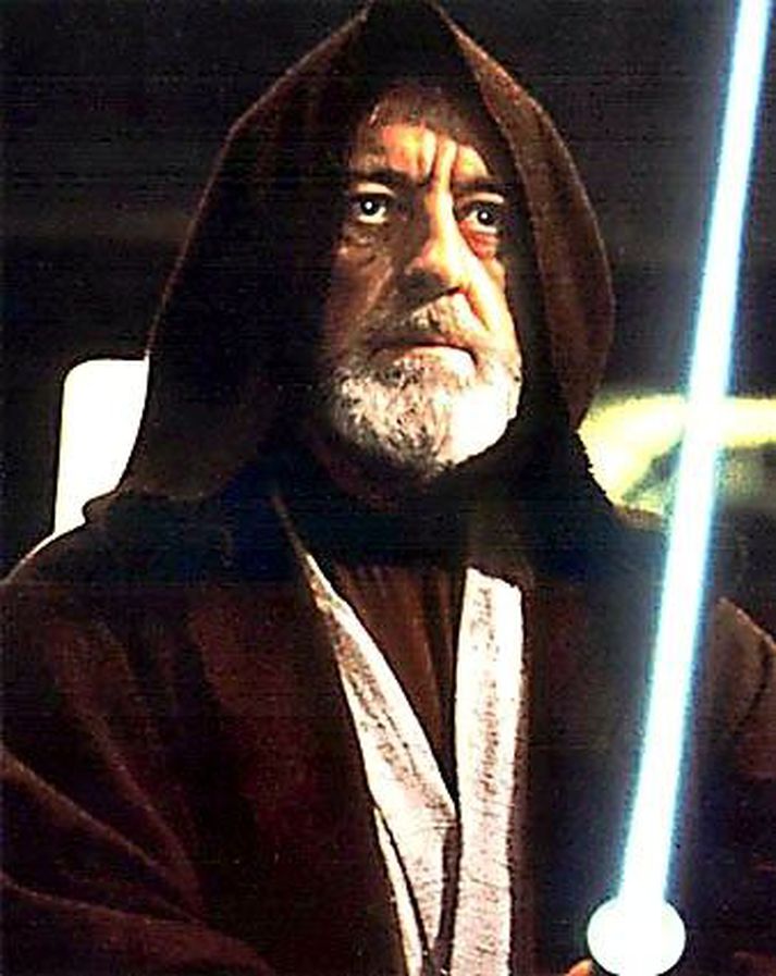 Sir Alec Guinnes í hlutverki Obi-Wan í fyrstu Star Wars-myndinni.