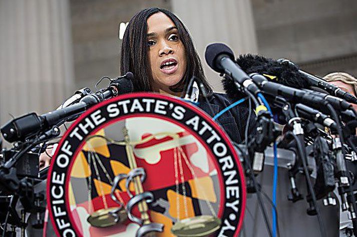 Marilyn Mosby sagði á fundinum í gær að um manndráp hefði verið að ræða.