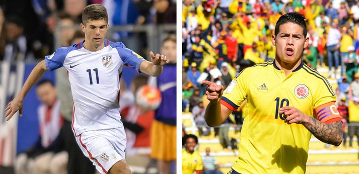 Christian Pulisic og James Rodríguez.