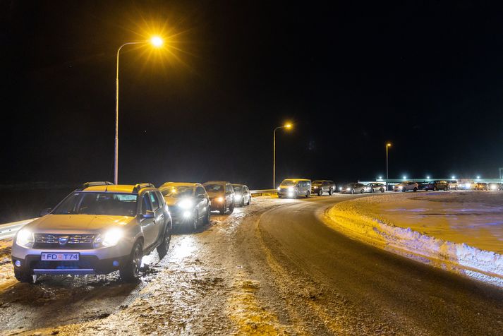 Nokkur bílaröð myndaðist vegna lokunarinnar. Myndin er úr safni.