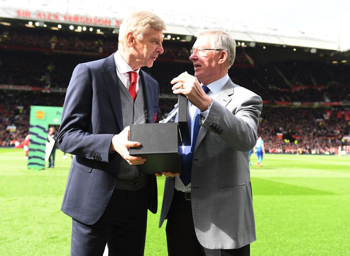 Wenger og Ferguson á dögunum er Wenger kom með Arsenal á Old Trafford í hinsta sinn.