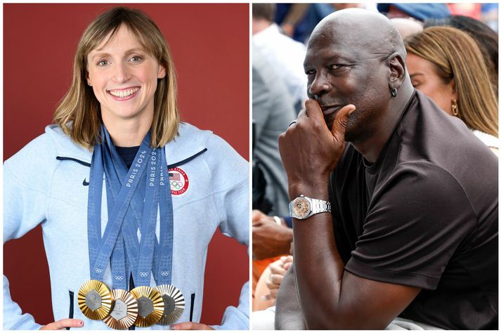 Katie Ledecky vann fern verðlaun á Ólympíuleikunum í París, tvö gull, eitt silfur og eitt brons. Þá var ástæða til að rifja upp gamalt myndband með henni og Michael Jordan.