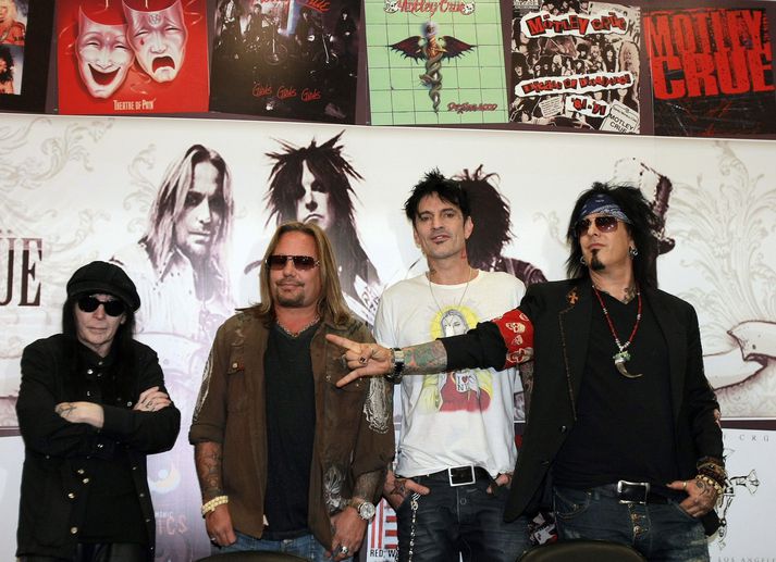 Mötley Crüe á meðan allt lék í lyndi. Mars er lengst til vinstri á myndinni. Þá Neil, Lee og Sixx.