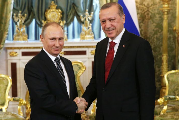 Vladimir Putin (t.v.) og Recep Tayyip Erdogan (t.h.) munu funda í Sochi í vikunni.