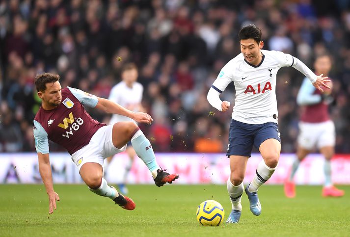 Son Heung-min skoraði tvö fyrir Tottenham gegn Villa.
