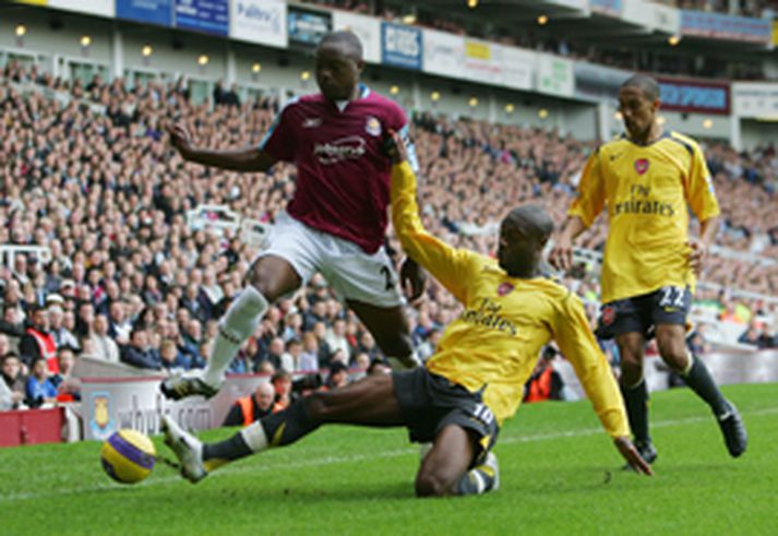 Það var gríðarlega hart barist í leik Arsenal og West Ham í dag.