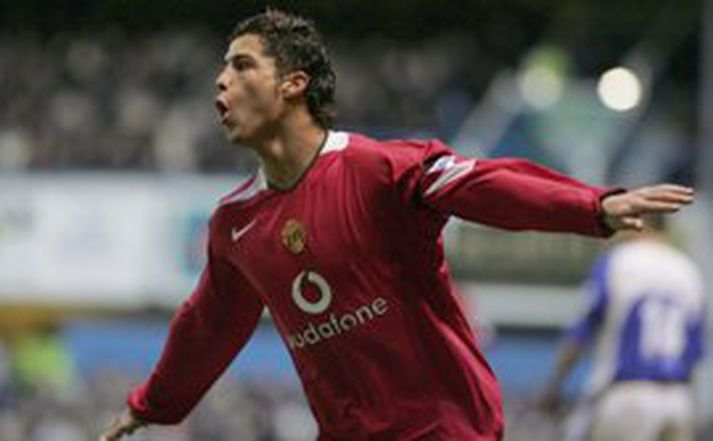 Cristiano Ronaldo skoraði mark United gegn Everton