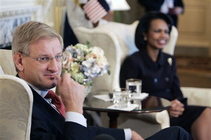 Carl Bildt, utanríkisráðherra Svíþjóðar, á fundi með Condoleezzu Rice, utanríkisráðherra Bandaríkjanna, í Washington fyrr í vikunni.