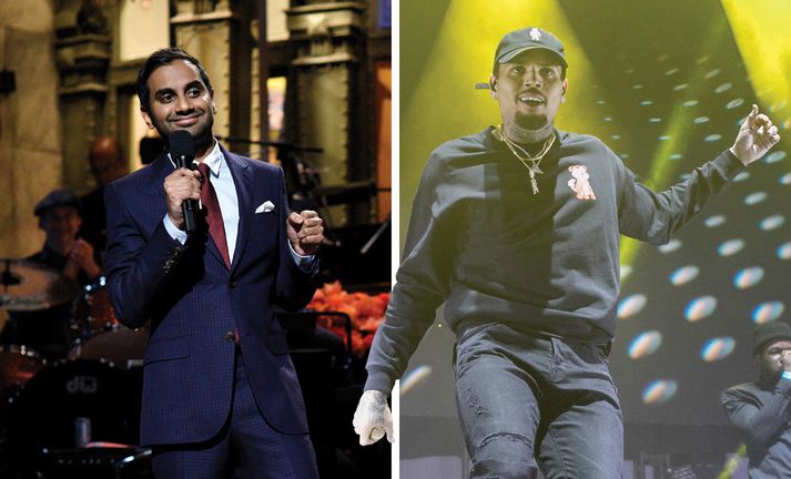 Aziz Ansari og Chris Brown.