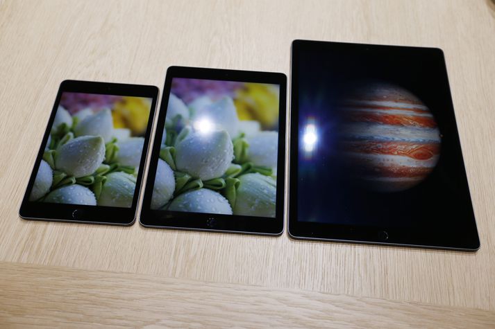 Hér má sjá samanburð á iPad Mini, iPad Air og iPad Pro.