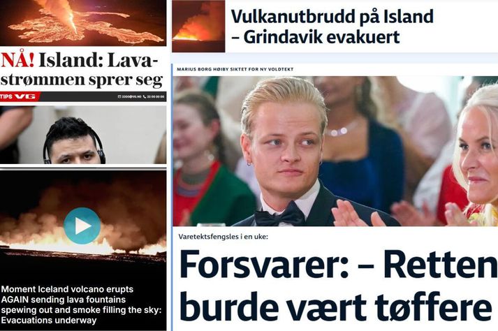 Norsku miðlarnir fjalla um eldgosið sem og Daily Mail.