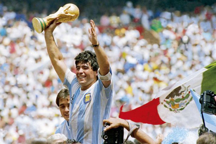 Diego Maradona leiddi Argentínu til heimsmeistaratitils 1986.