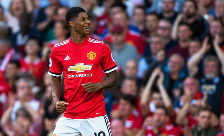 Marcus Rashford var kampakátur eftir að hafa komið United yfir í leiknum í dag