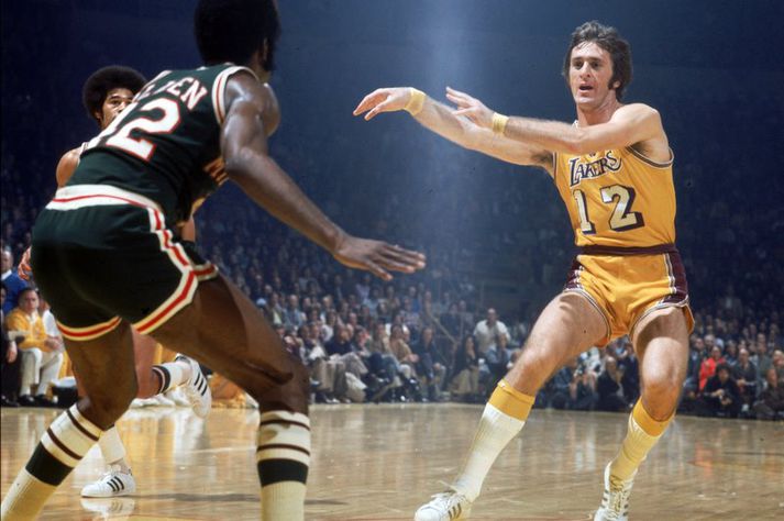 Pat Riley, forseti Miami Heat, lék með Los Angeles Lakers fyrir 40 árum.