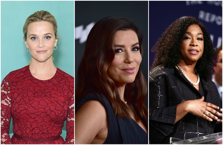 Reese Witherspoon, Eva Longoria og Shonda Rhimes eru á meðal þeirra kvenna sem standa að Time's Up-átakinu.
