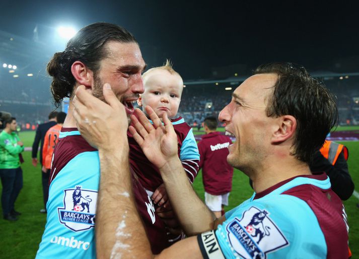 Andy Carroll og Mark Noble eftir leikinn í gær.