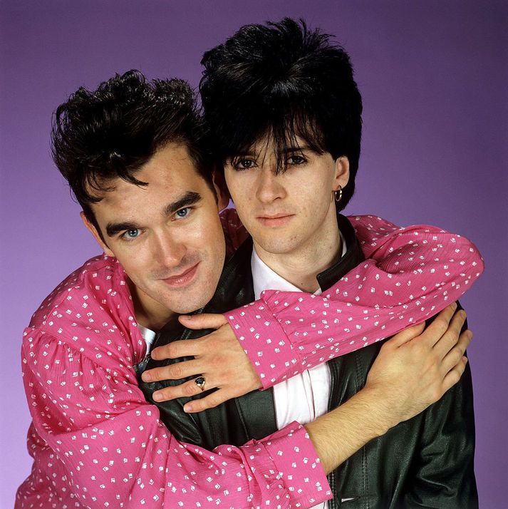 Morrissey (t.v.) og Johnny Marr (t.h.) á meðan allt lék í lyndi á 9. áratugnum. Marr virðist hins vegar vita að þessu sé lokið.