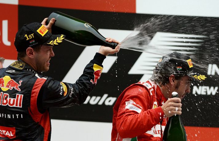 Vettel og Alonso munu há baráttu um heimsmeistaratitilinn á sunnudaginn.