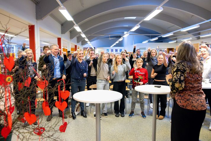 Frá blaðamannafundi um „Börnin okkar“ í Mosfellsbæ í morgun.