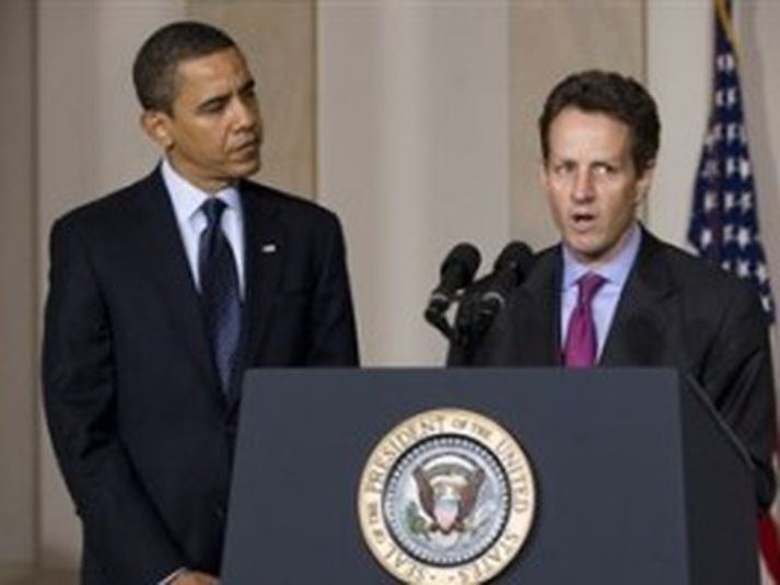 Geithner ásamt Obama. Mynd/ AFP.