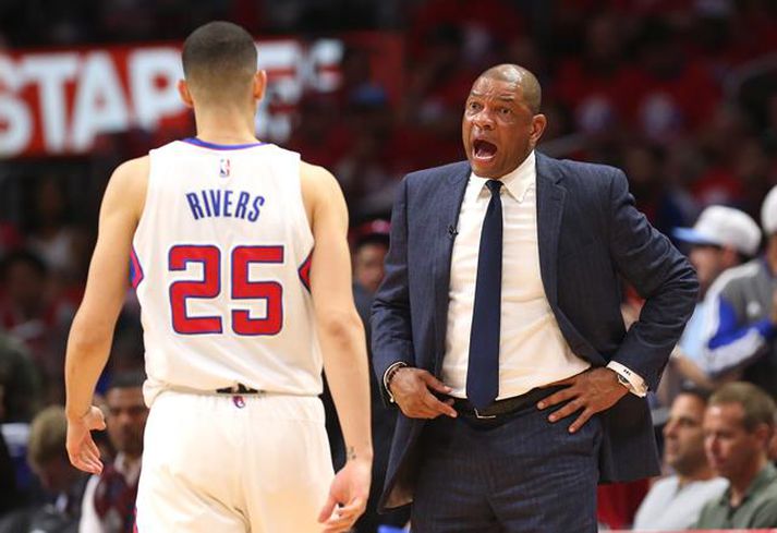 Doc Rivers lætur son, Austin, sinn heyra það.