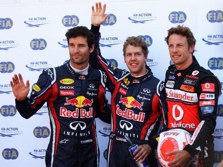 Mark Webber verður þriðji á ráslínu í Mónakó á morgun, Sebastian Vettel fyrstur og Jenson Button annar. Webber og Button hafa báðir unnið mótið í Mónakó, en Vettel ekki.