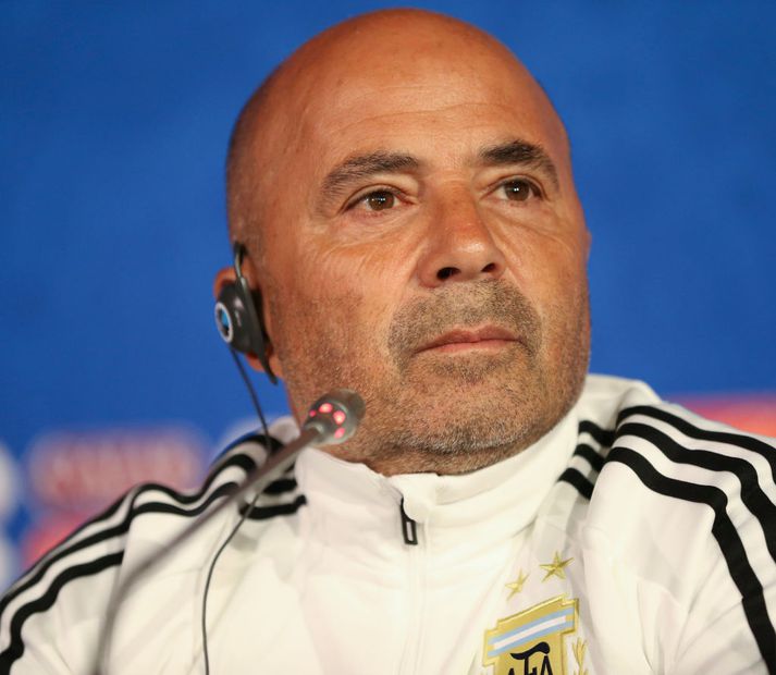 Sampaoli á fundinum í dag.