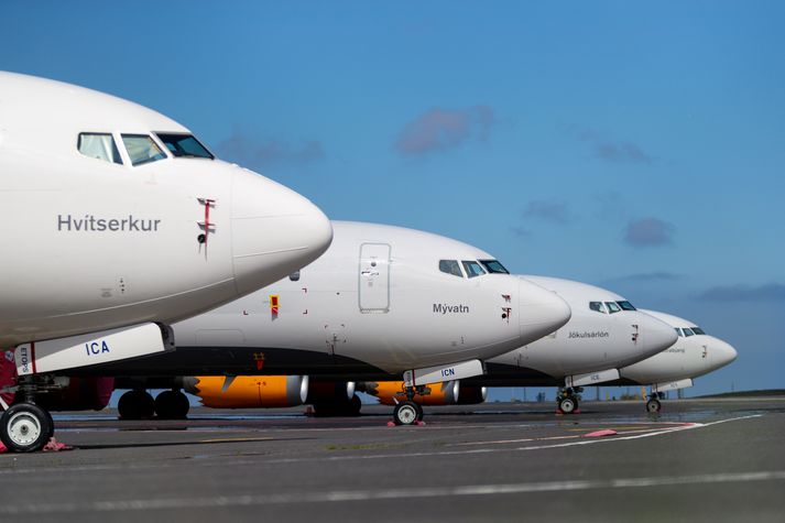 Flugvélarnar Hvítserkur, Mývatn, Jökulsárlón og Látrabjarg. Þær eru allar af gerðinni Boeing 737 MAX.