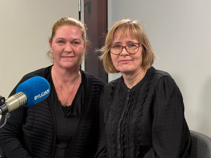 Sigríður og samstarfskona hennar Ingibjörg Jónasardóttir, sem báðar eru leikskólakennarar á Rauðhóli.