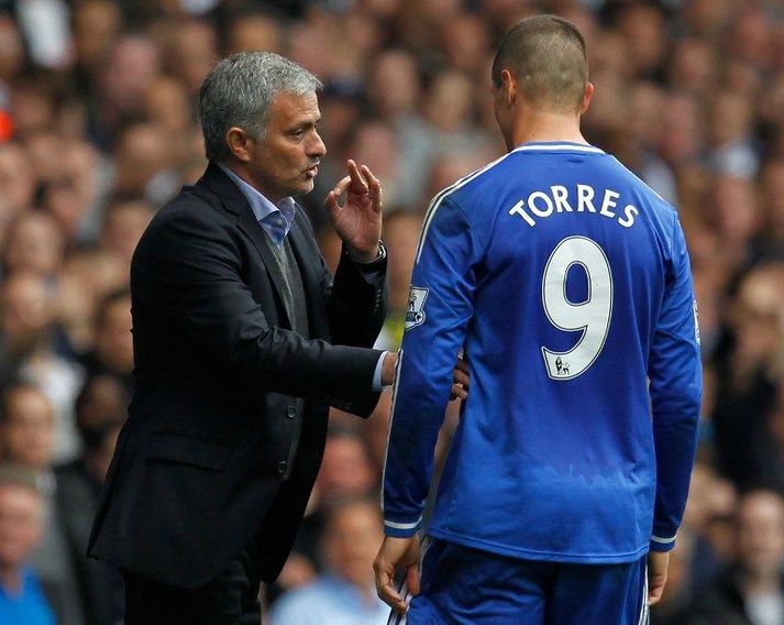 Mourinho og Torres ræðast við.