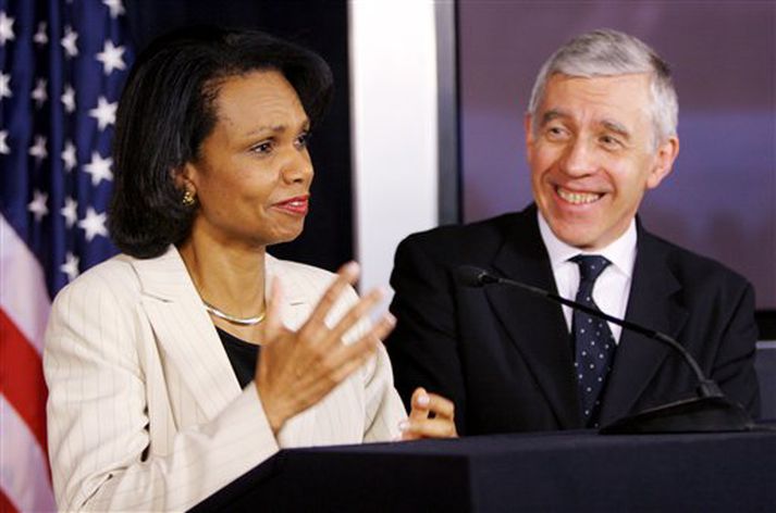 Condolezza Rice, utanríkisráðherra Bandaríkjanna, og Jack Straw, utanríkisráðherra Bretlands.