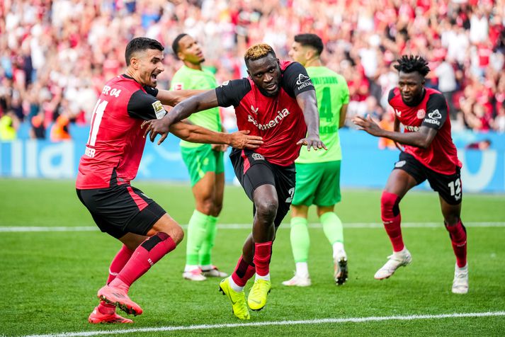 Victor Boniface reyndist hetja Bayer Leverkusen í dag.