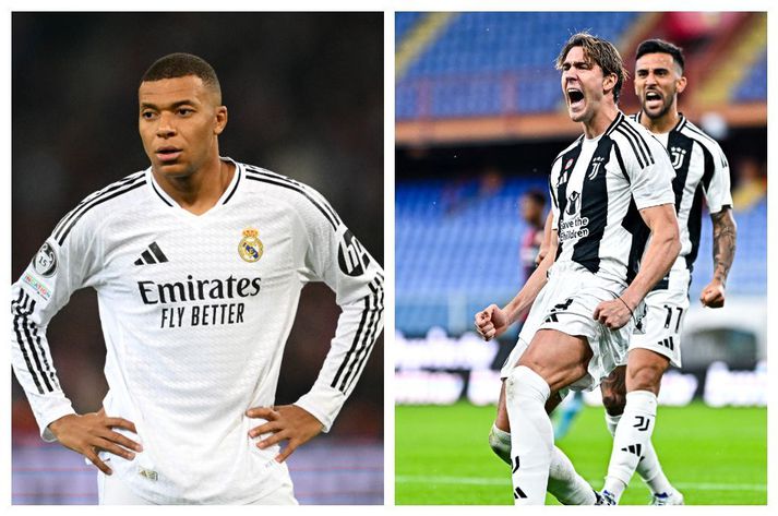 Kylian Mbappé og félagar í Real Madrid lutu í lægra haldi en Dusan Vlahovic og félagar í Juventus unnu sterkan endurkomusigur.