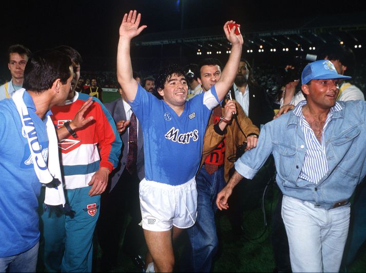 Maradona eftir leik með Napoli.