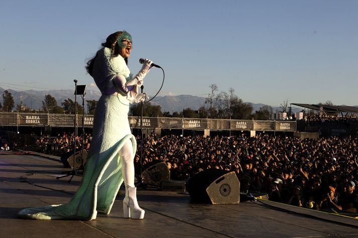 Björk á tónlistarhátíðinni Primavera sound í Chile í nóvember á síðasta ári.