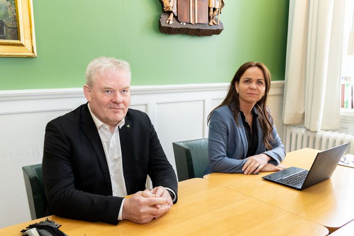 Ingibjörg Isaksen, þingflokksformaður Framsóknarflokksins, ásamt Sigurði Inga Jóhannssyni, formanni flokksins.