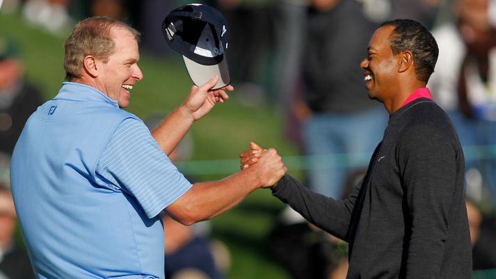 Steve Stricker og Tiger Woods eru miklir félagar.