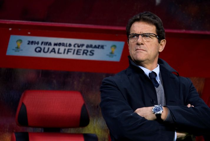 Fabio Capello á bekknum hjá Rússum.