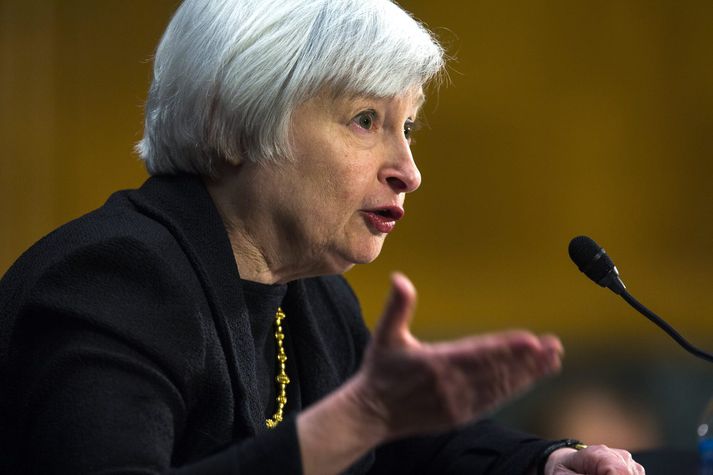 Janet Yellen, seðlabankastjóri Bandaríkjanna, tilkynnir um ákvörðun sína í dag.