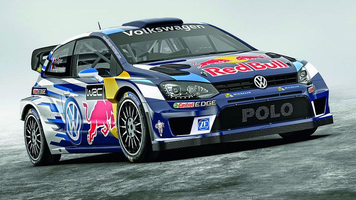 Keppnisbíll Volkswagen í WRC rallakstursmótaröðinni.