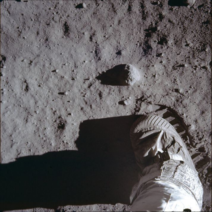 Fótur Buzz Aldrin á tunglinu árið 1969.