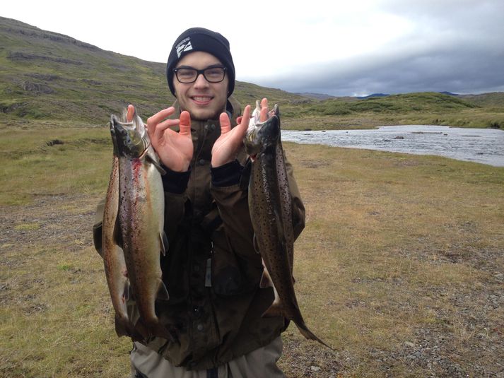 Lúðvík Marínó með flotta morgunveiði af fjallinu í Langá